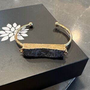 Gold and Black Stone Cuff Bracelet
